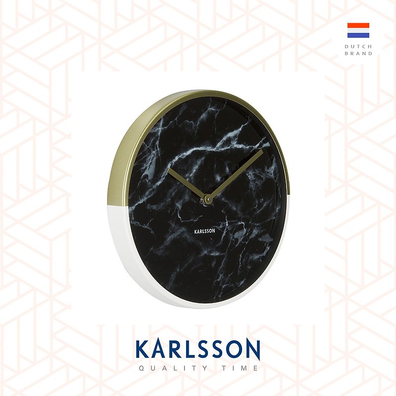 Karlsson, Wall clock Marble Delight black 雲石金色框掛鐘 - 時鐘/鬧鐘 - 其他金屬 黑色