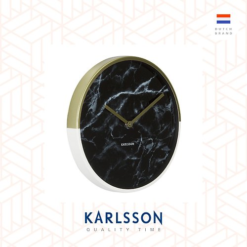 Ur Lifestyle Karlsson, Wall clock Marble Delight black 雲石金色框掛鐘