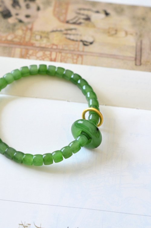 Angel's tears 天使之淚 Jewelry Design 6mm天然和田玉 /和闐玉-碧玉直切珠 烏蘭海碧玉跑環設計單圈手持s