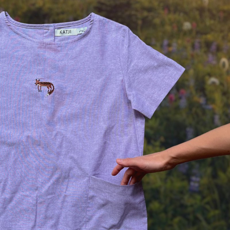 Molly Blouse 貓 : Lilac 紫色的 size  S,M - 女上衣/長袖上衣 - 棉．麻 紫色