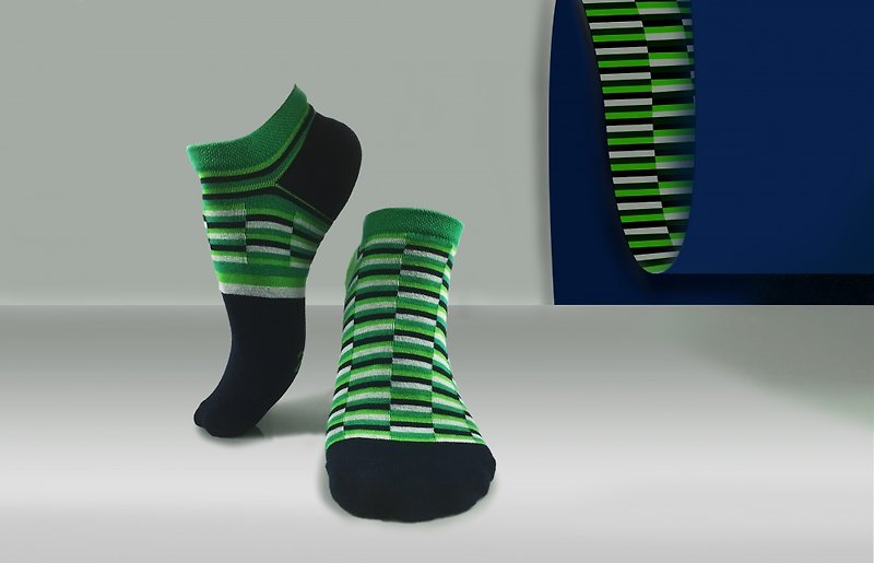 socks_green illusion / irregular / socks / grenn - ถุงเท้า - ผ้าฝ้าย/ผ้าลินิน สีเขียว