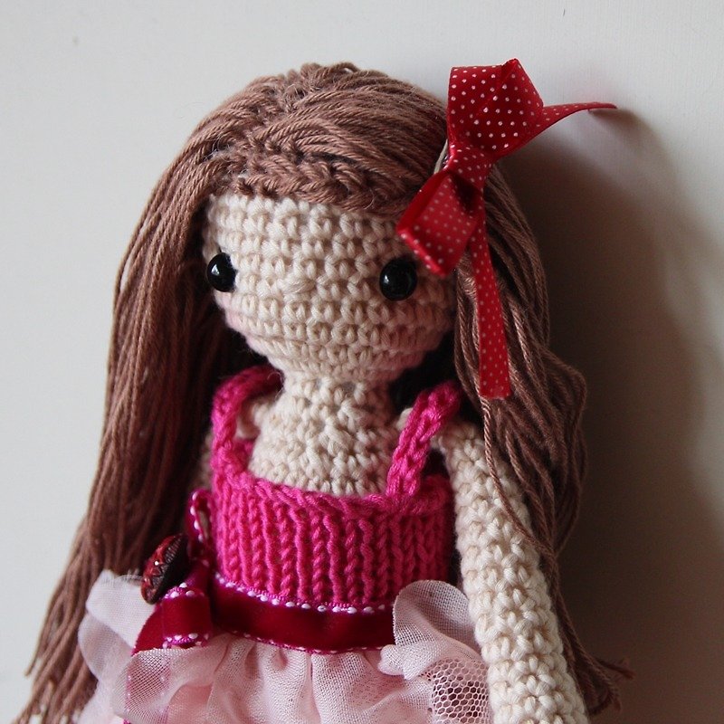 小美娃娃, 粉紅蕾絲蛋糕裙, 粉紅細肩小禮服 - 玩偶/公仔 - 聚酯纖維 粉紅色