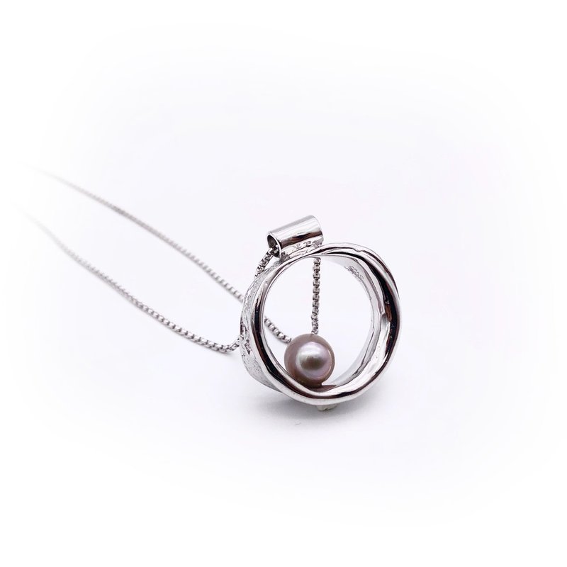 PLOK Natural Series Personalized Natural Freshwater Pearl 925 Silver Plating Platinum Necklace - Necklaces - Sterling Silver Silver