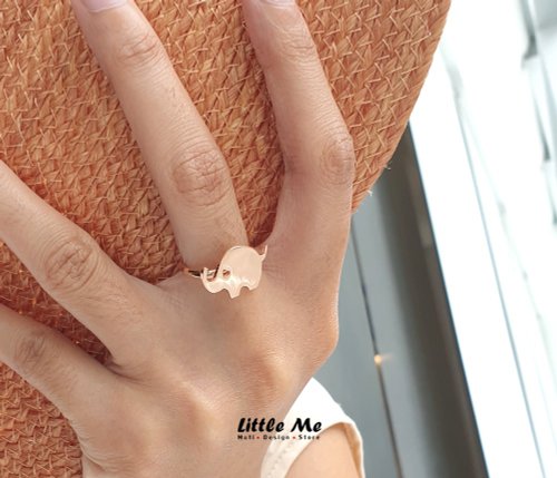 Littleme 手工製作的小象戒指 鍍玫瑰金