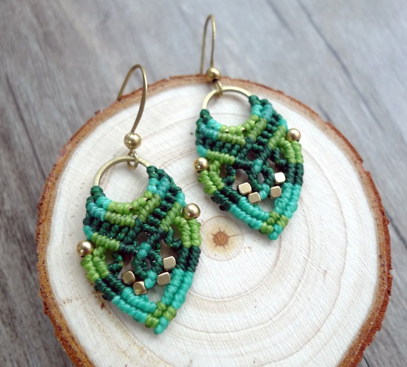 Misssheep-A57 - Bohemian colorful ethnic style South American wax braided brass earrings (rotatable ear clip) - Earrings & Clip-ons - Other Materials Green