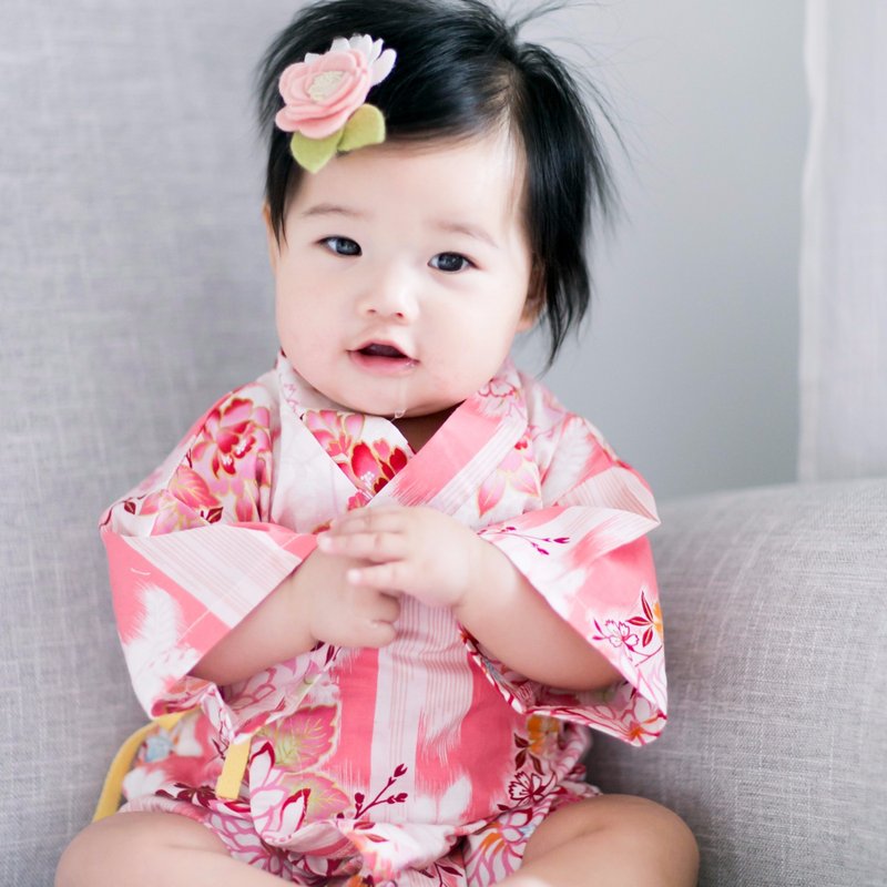 Cute Japanese Cotton Baby Girl Kimono Romper Hikari - 其他 - 棉．麻 粉紅色