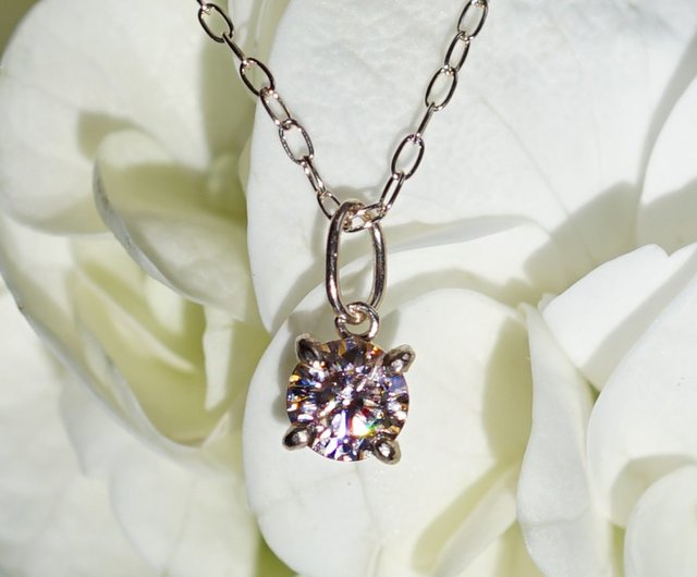 K10 moissanite diamond Stone 4mm necklace champagne - Shop