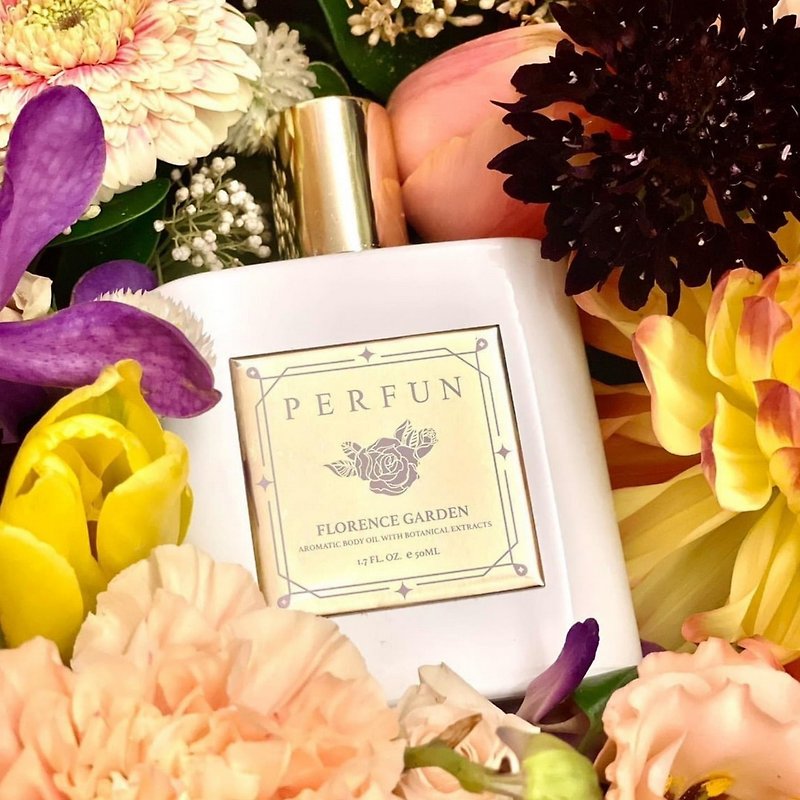PERFUN Florence Garden - Fragrance Moisturizing Essential Body Oil 50ml Floral Aroma Essential Oil - Skincare & Massage Oils - Glass 