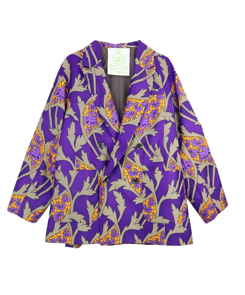 AFRICA PEAKED LABEL JACKET【PURPLE GREEN】 - เสื้อแจ็คเก็ต - เส้นใยสังเคราะห์ สีม่วง