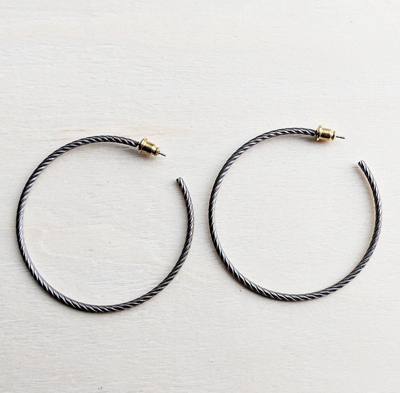 Vintage Stainless Steel Hoop Earrings - Earrings & Clip-ons - Other Metals 