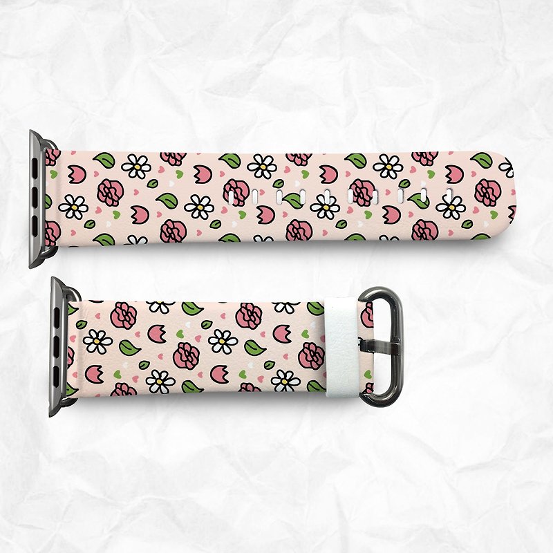 Falling Flowers Apple Watch Leather Strap Apple Watch Special Leather Strap (BBSW039) - สายนาฬิกา - หนังแท้ 