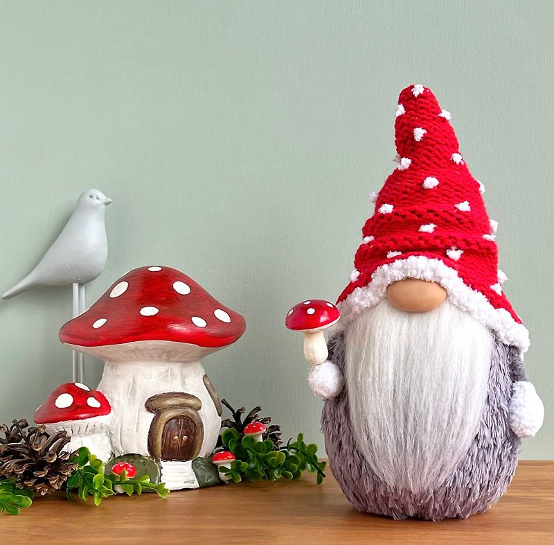 Spring gnome decor, Farmhouse decoration, 可愛 療癒玩偶 - ตุ๊กตา - ขนแกะ สีแดง