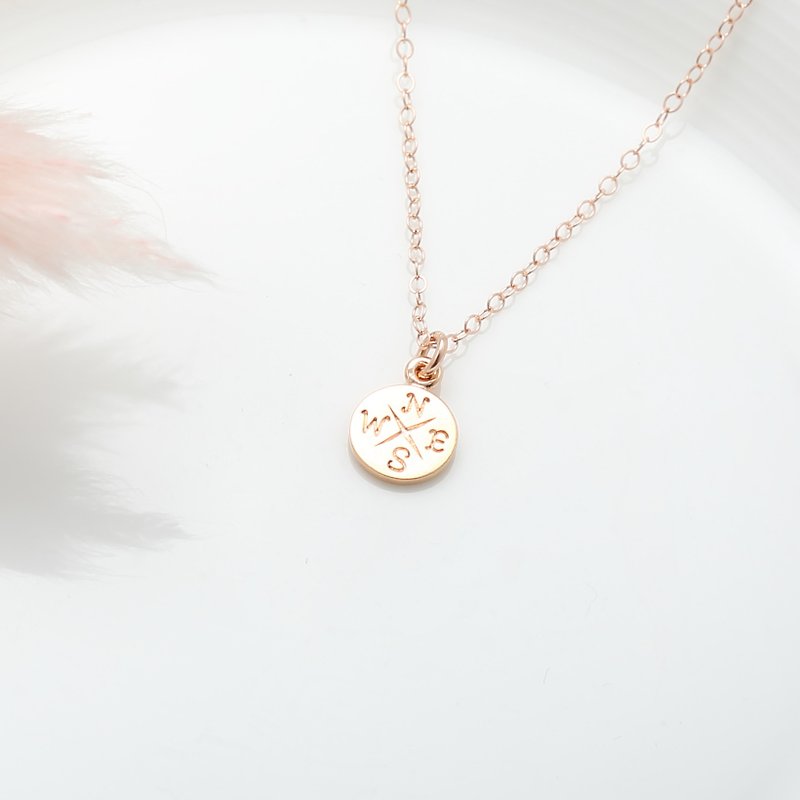 Good Luck Compass s925 sterling silver 18k Rose Gold plated necklace gift - Necklaces - Rose Gold Gold