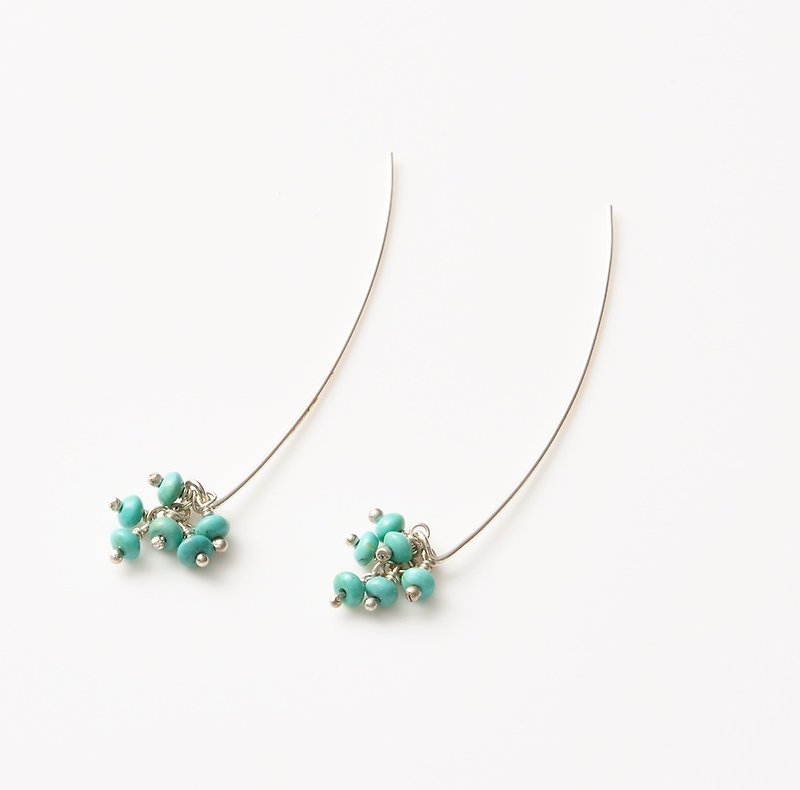Line and stone earrings / 003 - ต่างหู - โลหะ สีน้ำเงิน