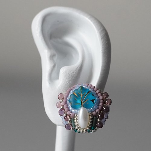 チャイセット Chatty Clip-On 2 Round Blue Leaf Large Nickel Free Clip-On