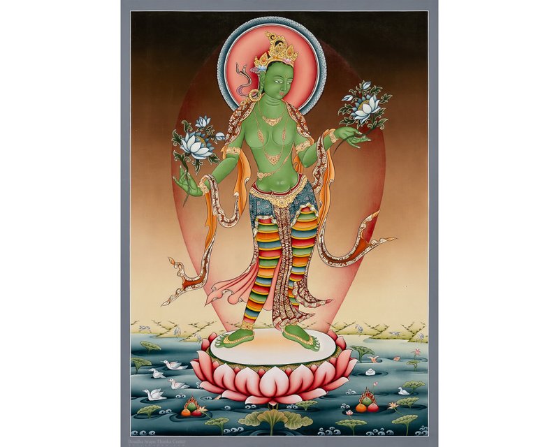 グリーンターラタンカ – 慈悲と迅速な解放の化身 - B06265 - ウォールデコ・壁紙 - その他の素材 多色