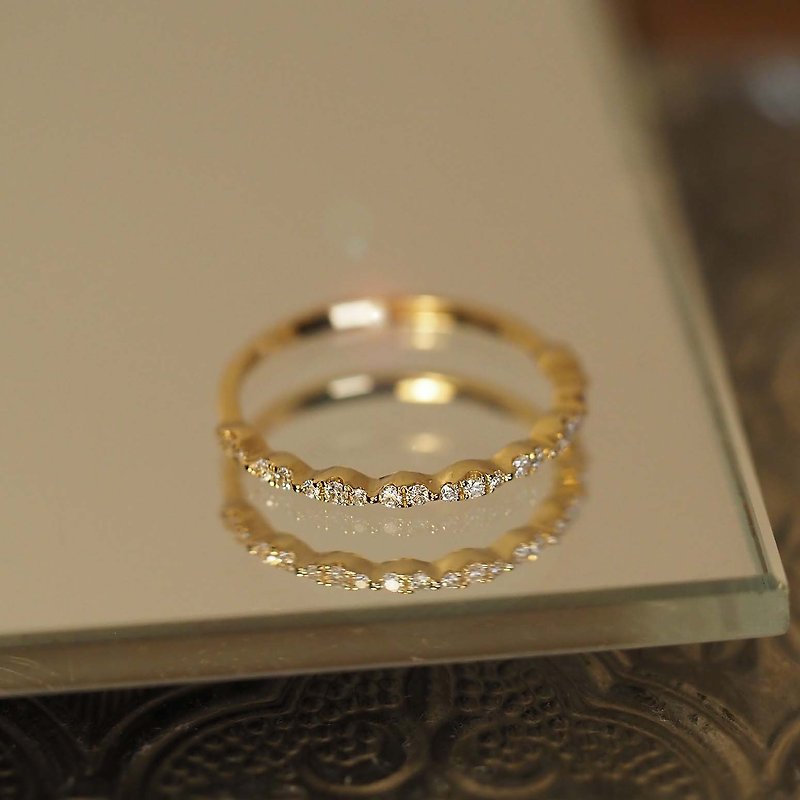 Bead Ring | 鑽石線戒| 18K 金 - 戒指 - 貴金屬 金色