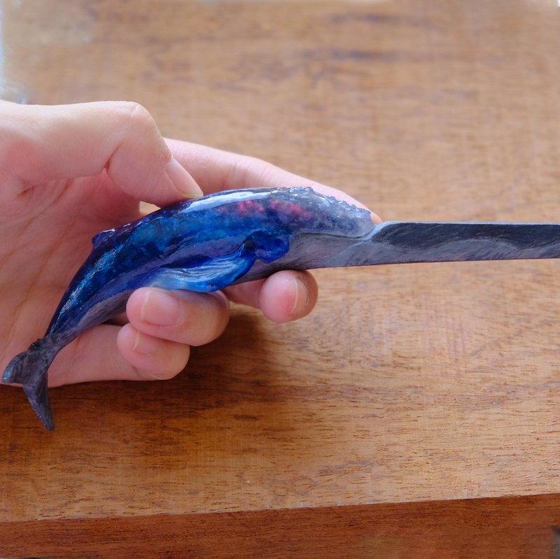 彥翔客製的鯨魚魔杖【Fantastic Beast Whale Wand】 - 擺飾/家飾品 - 黏土 藍色