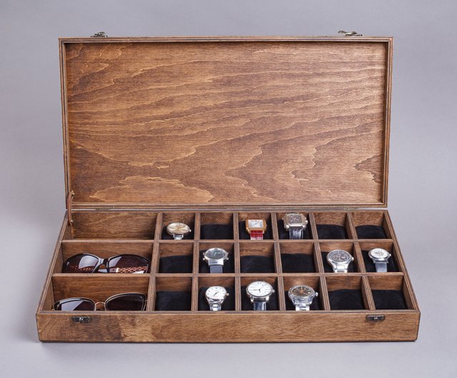 Wooden watch sale and sunglasses box