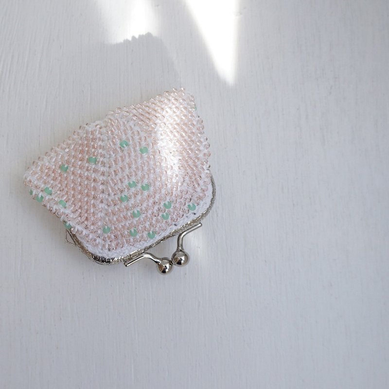 Ba-ba handmade Beads crochet square pouch No.2031 - กระเป๋าใส่เหรียญ - วัสดุอื่นๆ สึชมพู