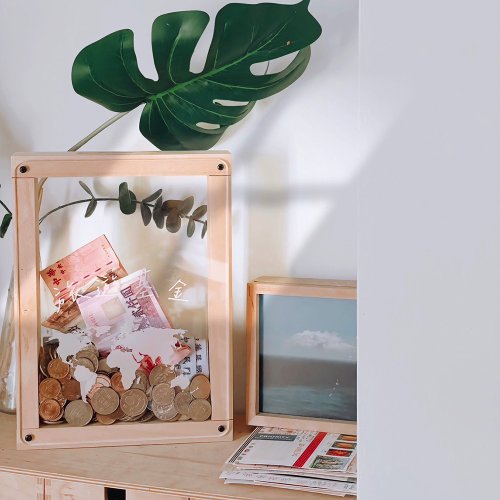 オーダーメイド丸太貯金箱 オーダーメイド無垢材貯金箱 A4サイズ