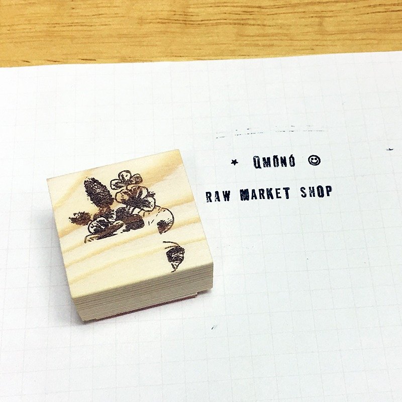 Raw Market Shop Wooden Stamp【Flora Frame No.159】 - Stamps & Stamp Pads - Wood Khaki