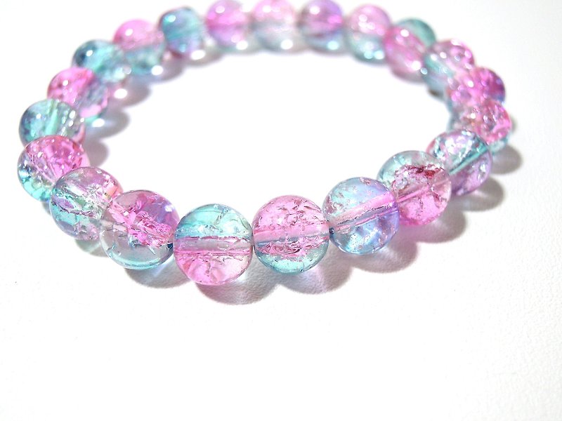 W&Y Atelier - Glass Bead Bracelet , Blue+Pink - สร้อยข้อมือ - วัสดุอื่นๆ สึชมพู