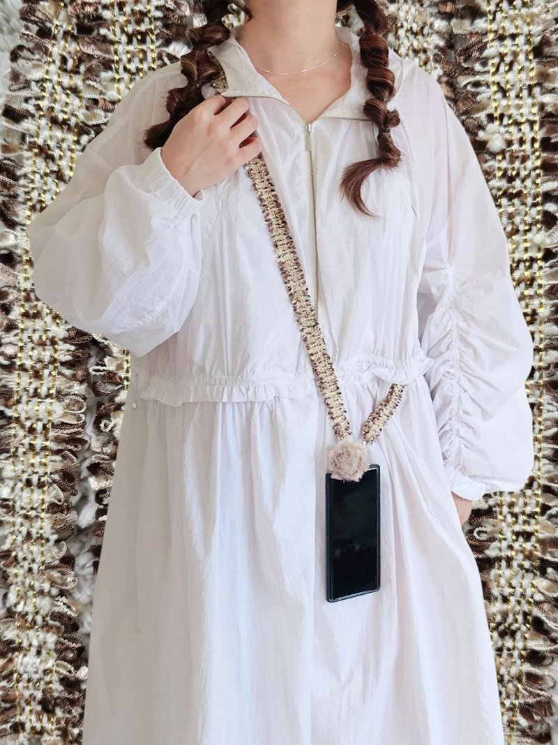 編織手機/包包/相機背帶 - 焦糖 - 手機掛繩/背帶 - 棉．麻 卡其色