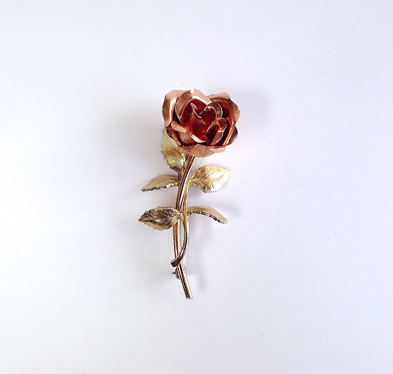 [ 古小品 ] 復古 黃銅 玫瑰 • 別針 - 胸針/心口針 - 其他金屬 金色
