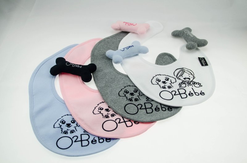 【配件】蛋形圍兜 口水巾 嬰兒圍兜兜 (LOGO) - 圍兜/口水巾 - 棉．麻 白色