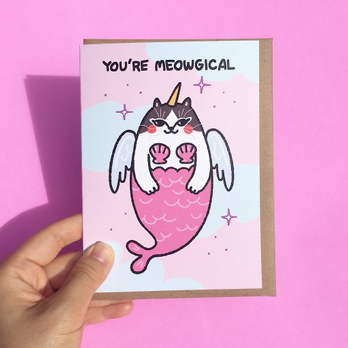 pinghattastudio Greeting Card - Youre Meowgical Unicorn Cat Greeting Card