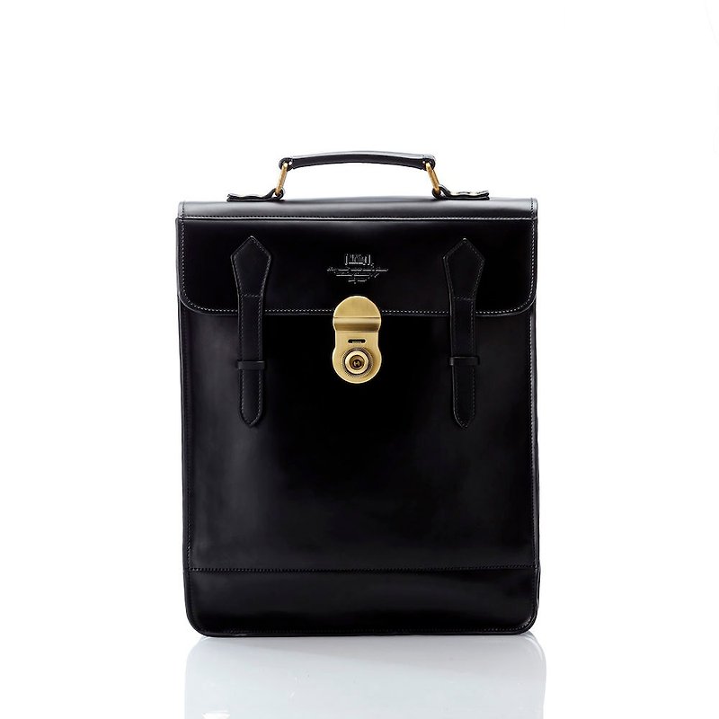 Full black leather backpack after the official type - Backpacks - Genuine Leather Black
