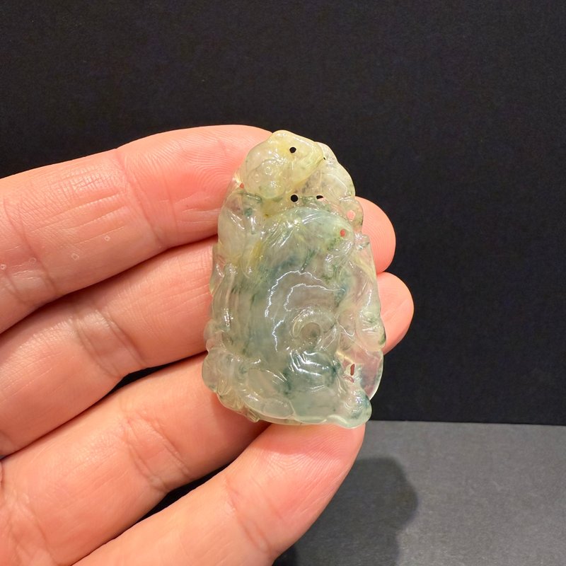 瀚玉珠寶 天然A貨翡翠 冰種黃翡飄花 牛轉乾坤 牛與猴子 十二生肖 - 其他 - 玉石 