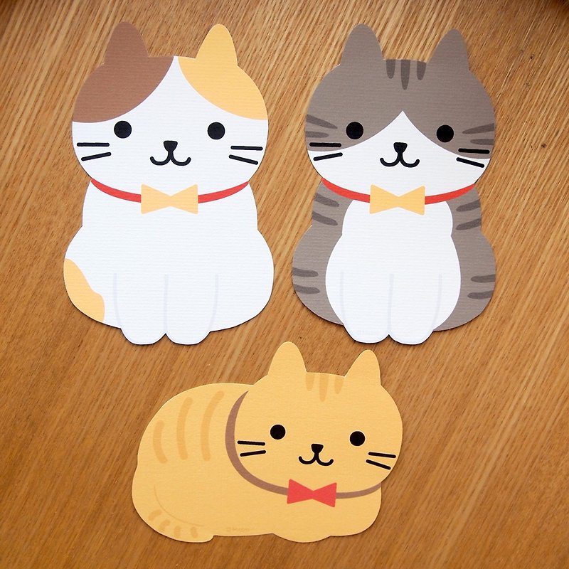 Meow Cat postcards ( 3 styles to choose) - การ์ด/โปสการ์ด - กระดาษ สีนำ้ตาล