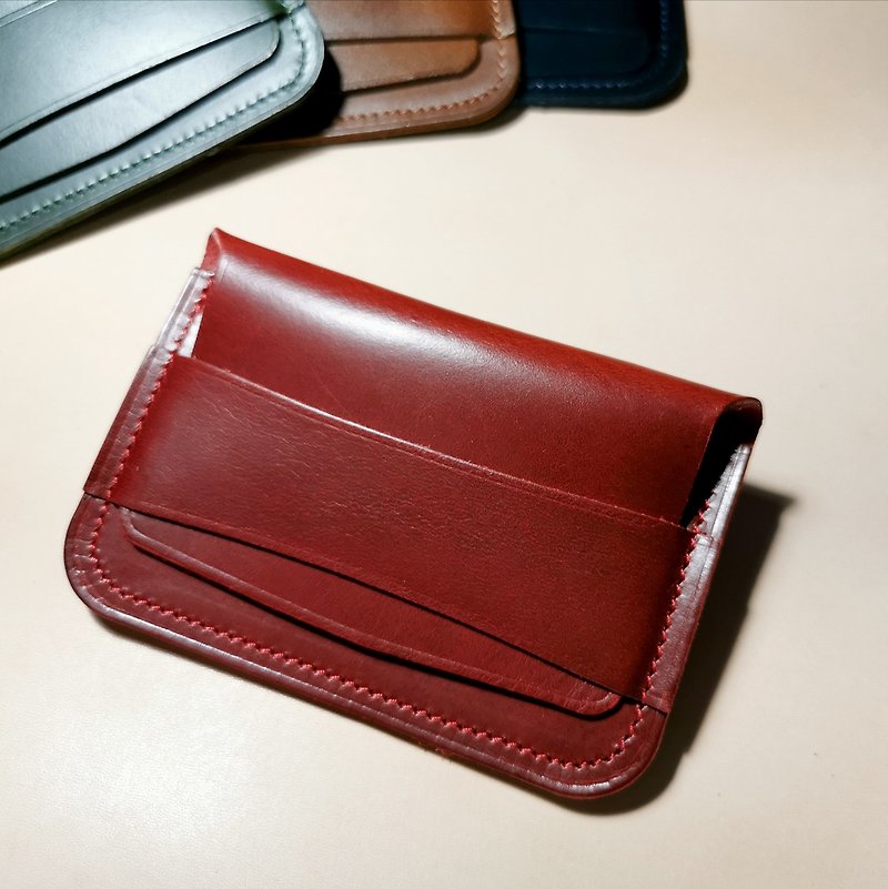 กระเป๋าใส่เหรียญ หนังแท้ฟอกฝาดออย สีแดง (Red Oil Pull Up Leather) - กระเป๋าใส่เหรียญ - หนังแท้ สีแดง