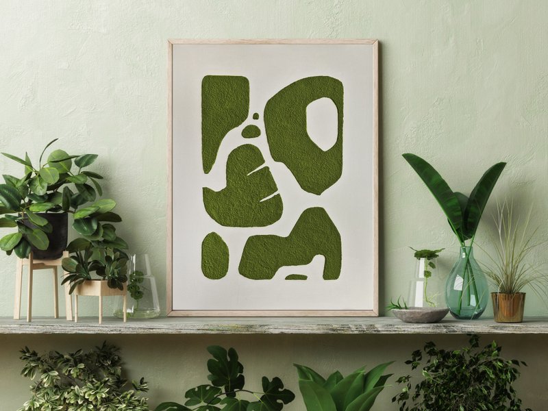 Green textured wall art | Textured art Green | Green Texture art | Green bay 6 - 壁貼/牆壁裝飾 - 棉．麻 綠色