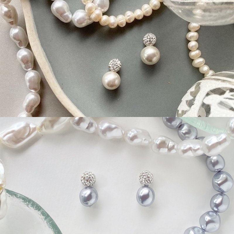 福袋Special SET 【ジルコニア/パール/イヤリング/ピアス/クリスマス/プレゼント/プチギフト】 - 耳環/耳夾/耳骨夾 - 珍珠 銀色