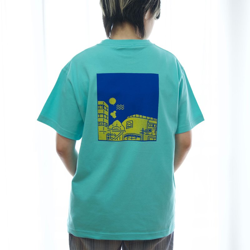 夜ノTシャツPM10:00【シルクスクリーン】【半袖】【手刷り】【レディース】【メンズ】 - 女上衣/長袖上衣 - 其他材質 綠色
