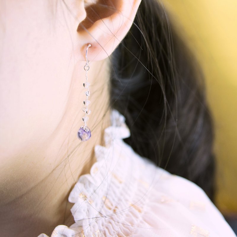 Time, ear earrings (Star Magic purple, sold in pairs) - ต่างหู - โลหะ สีม่วง