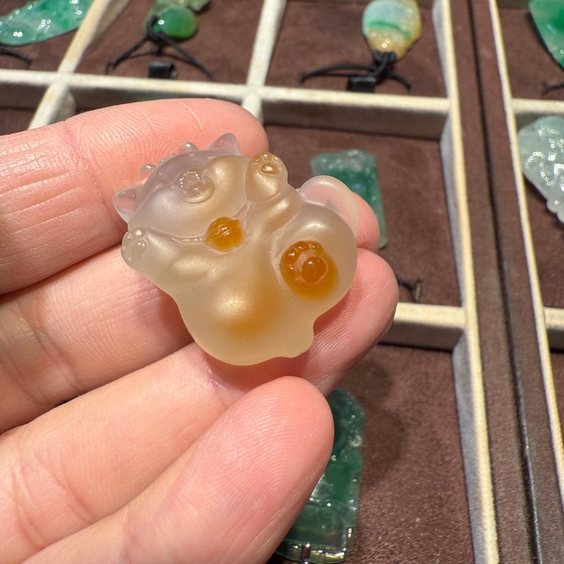 天然瑪瑙 Q版招財小貓 療癒系迷你雕件 隨身福物收藏送禮 - 其他 - 玉石 