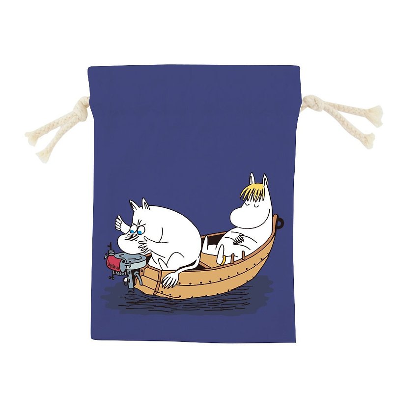 MOOMIN Authorization-Color Bundle Bag Lulu Rice Fishing Fun (Navy/3 Size) - กระเป๋าเครื่องสำอาง - ผ้าฝ้าย/ผ้าลินิน สีนำ้ตาล