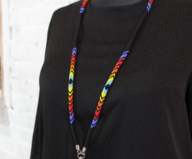 Spanish Bead Lanyard Necklace,mexican Bead Lanyard,teacher ID