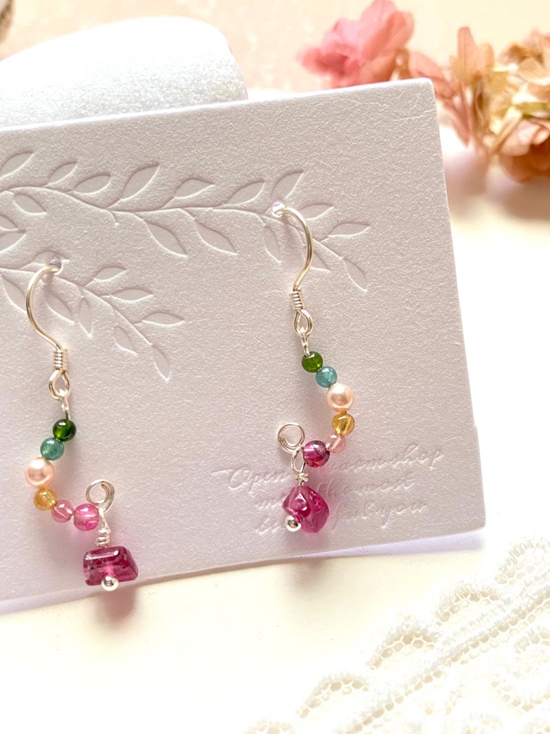 October birthstone lovely tourmaline earrings in colorful candy style - ต่างหู - เครื่องเพชรพลอย หลากหลายสี