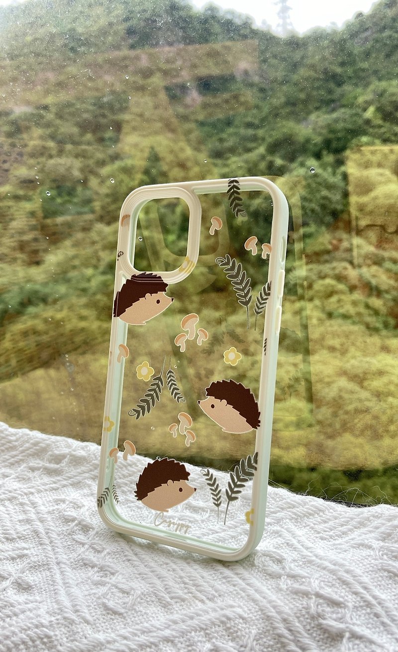 [Little Hedgehog] Anti-collision frame mobile phone case - Phone Cases - Plastic Green