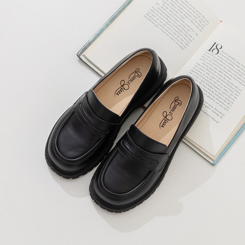 Revolving door thick-soled loafers-revolving door - Women's Oxford Shoes - Genuine Leather 