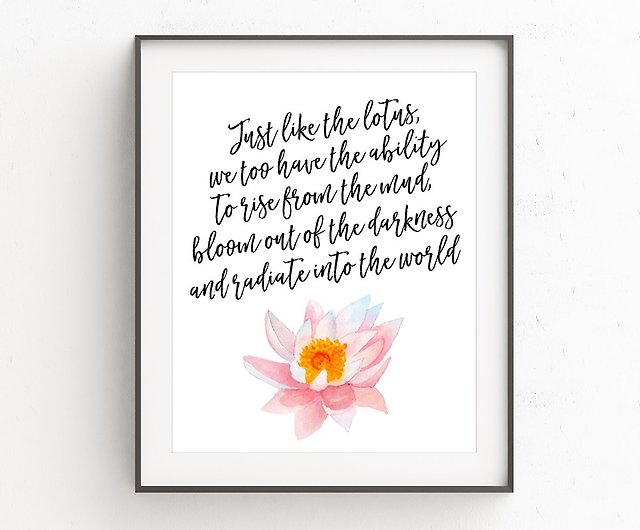 仏の引用 蓮の花 水彩画の花の装飾 ゴータマ仏の壁の芸術 ショップ Printable Beauty Art ウォールデコ 壁紙 Pinkoi