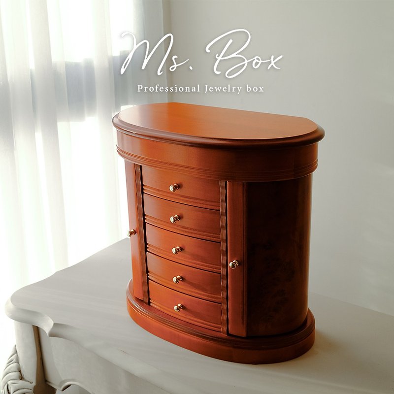 [Ms. box Miss box] American century-old brand large jewelry box/accessory box/ refurbished - กล่องเก็บของ - ไม้ สีส้ม
