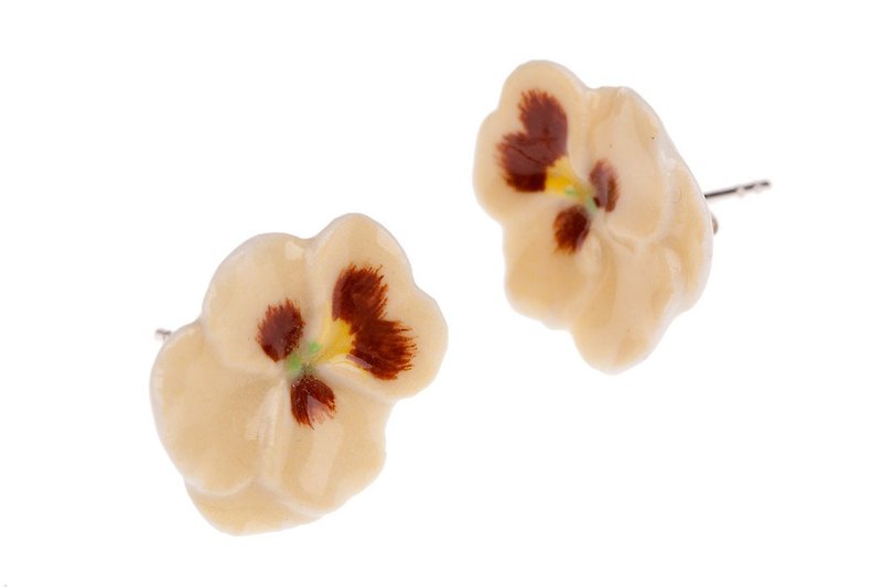 And Mary Yellow Pansy Earrings | Gift Box - Earrings & Clip-ons - Porcelain Yellow