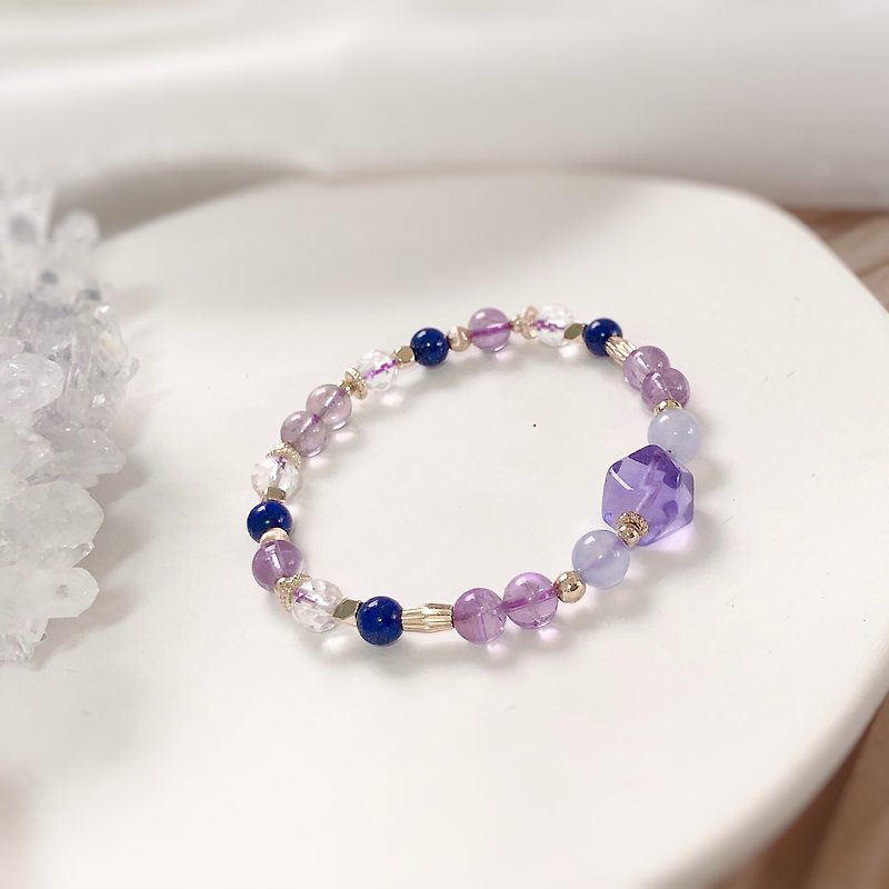 螢石、紫黃晶、青金石 天然石手鍊 - 手鍊/手鐲 - 半寶石 