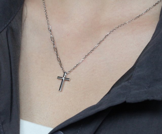 925シルバーダイヤモンド クロス ネックレス 鎖骨チェーン ミニ
